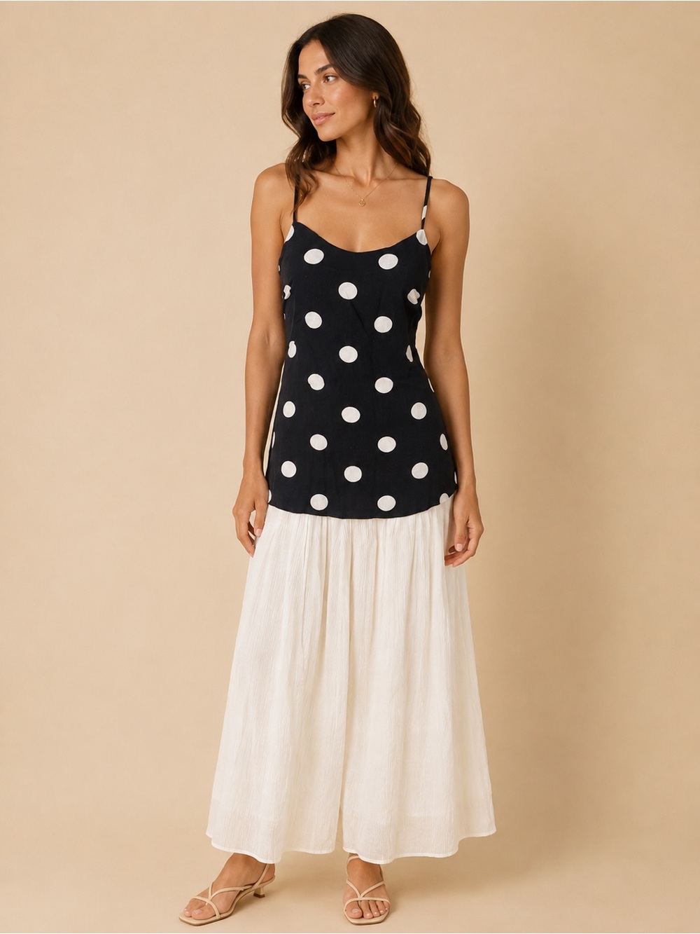 Moon River Black & White Polka Dot Maxi Dress – XS & L Available